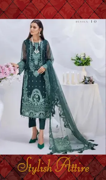 Adan’s Libas Organza Luxury Pret Stitched 3Pcs _ Sea Green 